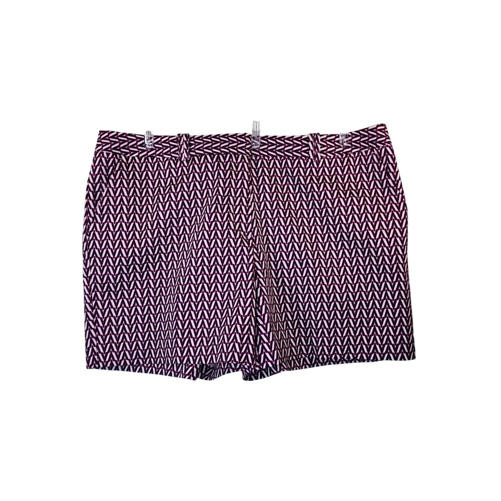Worthington Modern Fit Shorts 16 Plum Geometric Chevron Stretch Career Casual